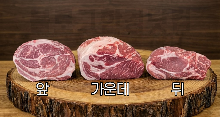 코스트코&middot;트레이더스 실패없는 돼지 목살 "알목살" 고르는 법 [앞(머리쪽) - 중간 - 뒤(등심쪽)]