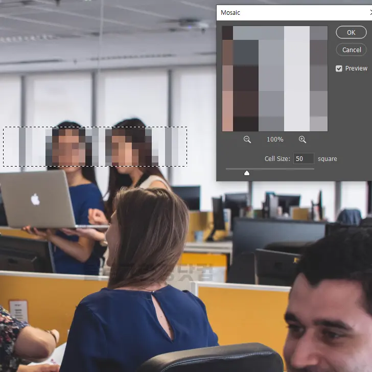 포토샵 모자이크, 블러 처리 사람 얼굴 가리기