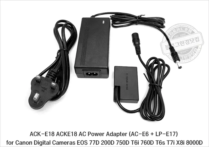 캐논 DSLR 카메라 AC 상시전원 AC-E6 호환 아답터, LP-E17 호환 배터리팩 (EOS 750D/T6i) 내돈내산