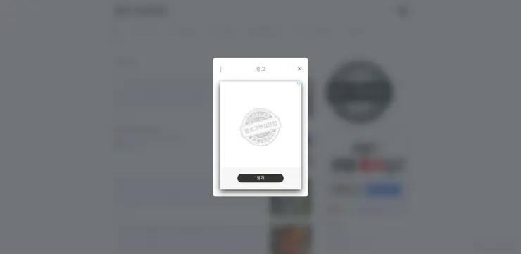 애드센스 모바일전면광고 데스크탑 넓은화면 개재, 실제 광고 노출 화면