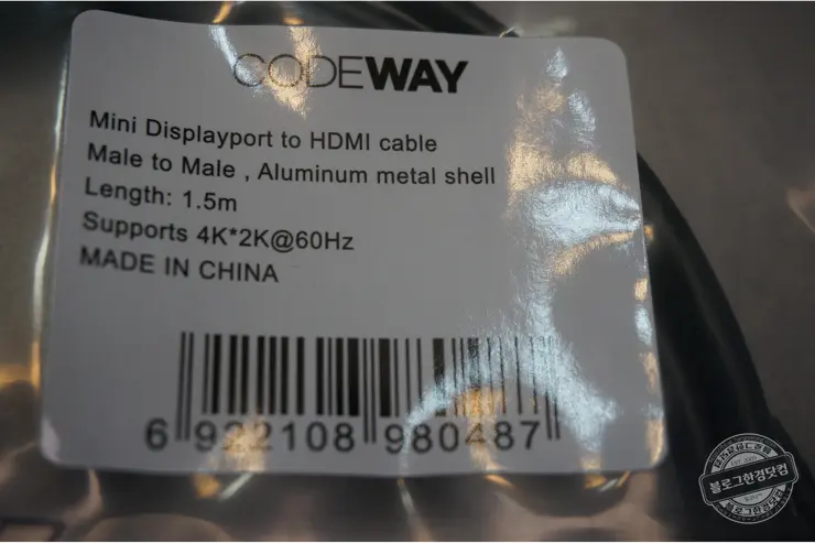 [코드웨이]Mini DP to HDMI 케이블 (4K UHD(3840X2160)/4K@60Hz/ Mini DP v1.4 to HDMIv2.0)