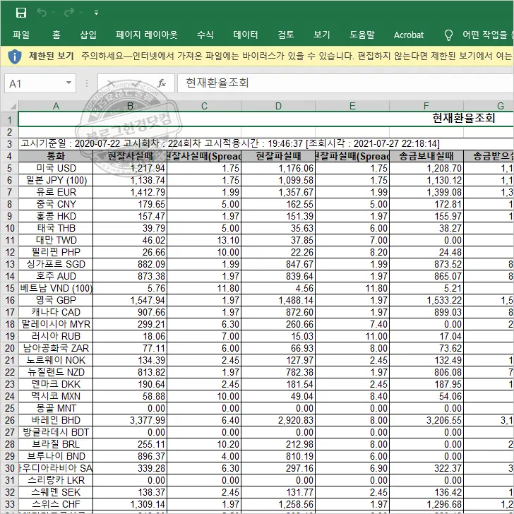 하나은행 과거 환율 조회하는 법