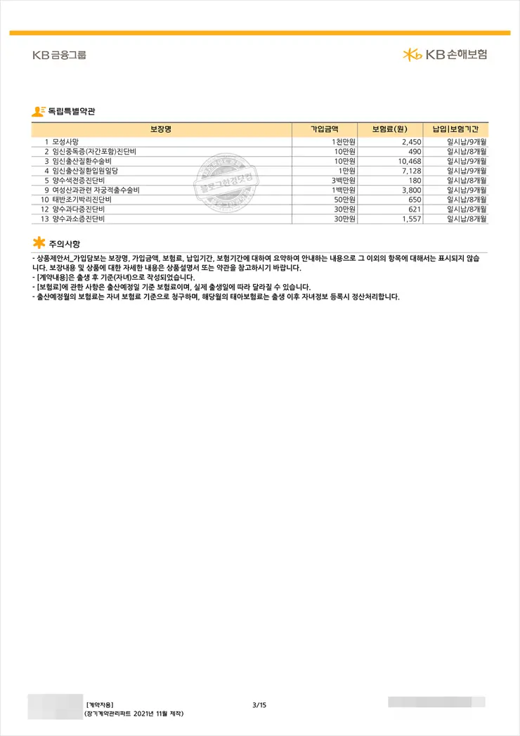 산모 관련 특약