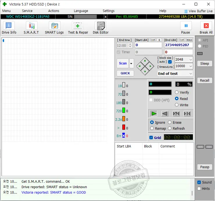 WD Elements 14TB 외장하드 배드섹터 검사 (Ft. Victoria 5.37 HDD/SSD)