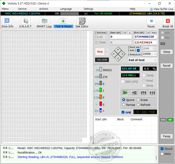 WD Elements 14TB 외장하드 배드섹터 검사 (Ft. Victoria 5.37 HDD/SSD)
