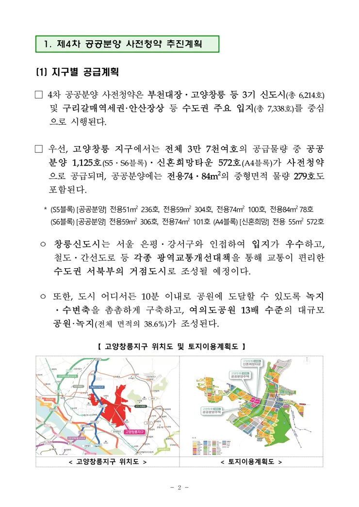 3기 신도시 및 수도권 4차 공공분양 2차 민간 사전청약 보도자료 공개