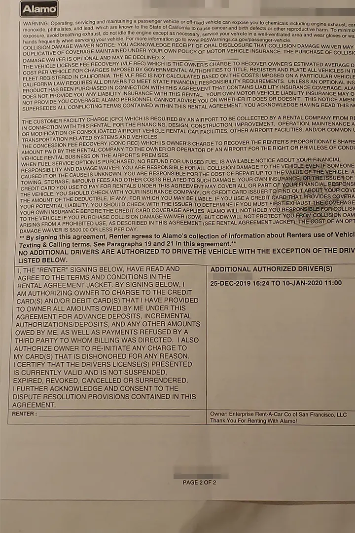 알라모 이코노미카렌탈스 미국 여행 렌터카 풀커버리지의 중요성 렌터카 2회 변경 사연 (운전자 과실 플랫 타이어 3개)