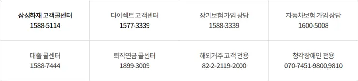 삼성화재 애니카 자동차보험 사고접수 콜센타(긴급출동) 전화번호