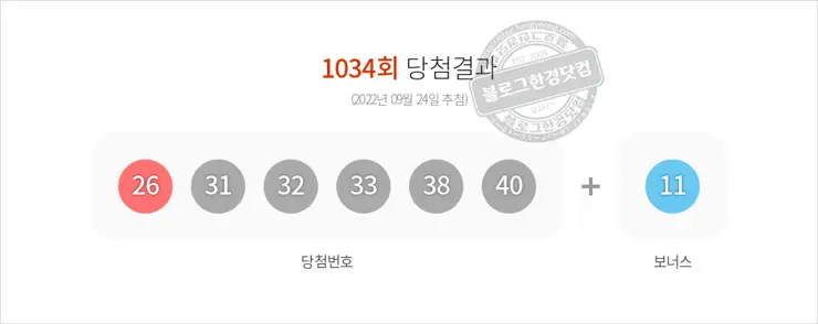 로또당첨번호조회 1034회(2022/09/24) 로또당첨번호 26 31 32 33 38 40 보너스 11, 로또1등당첨지역