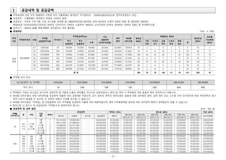 휘경 자이 디센시아 입주자 모집공고 분양일정 평면도 배치도