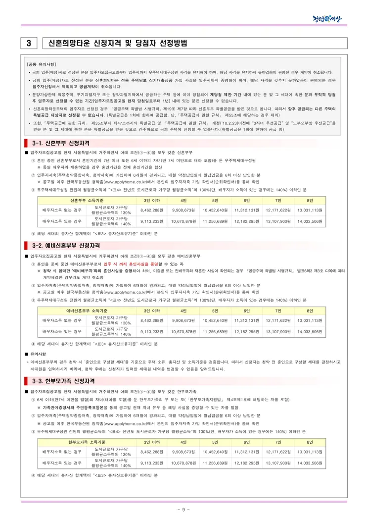 수서역세권 A3블록 신혼희망타운(공공분양) 잔여세대(1세대) 입주자 모집공고