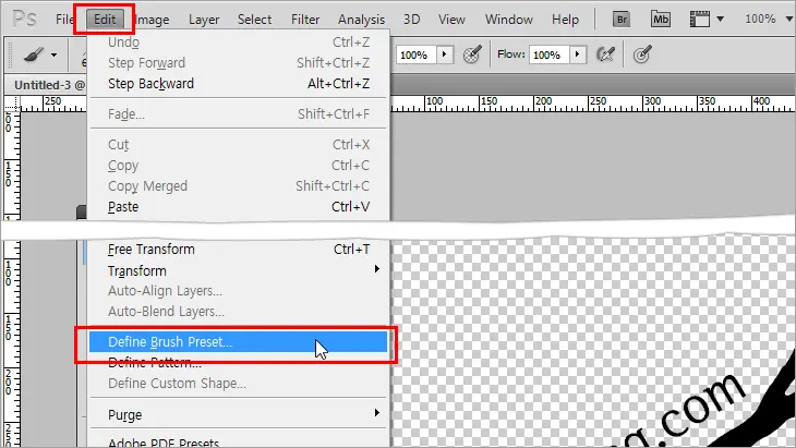 포토샵에서 브러쉬 만들기 및 워터마크, 낙관 설정 하는 법