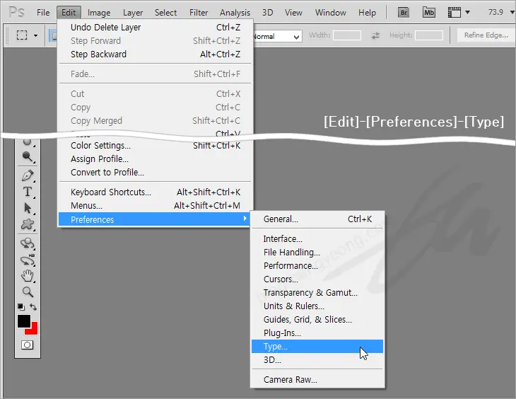 포토샵에서 폰트 이름을 한글로 보는 방법