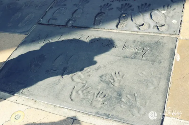 LA 많은 인파가 붐비는 할리우드 스타의 거리