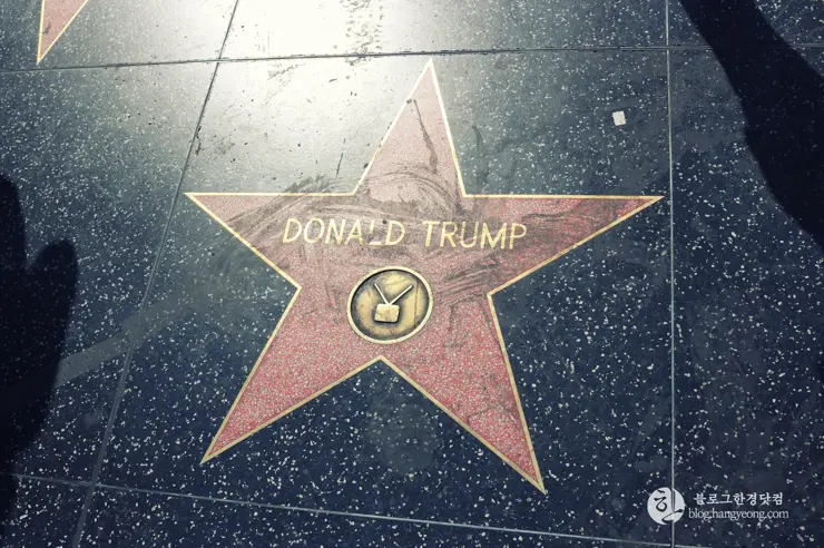 LA 많은 인파가 붐비는 할리우드 스타의 거리