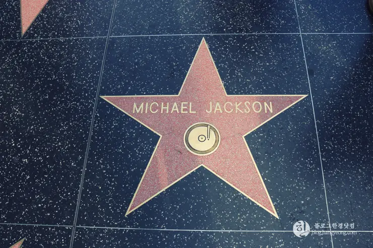 LA 많은 인파가 붐비는 할리우드 스타의 거리