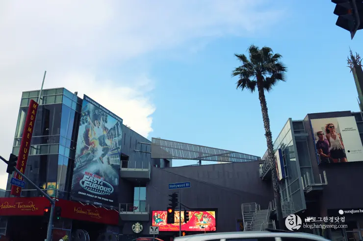 LA 많은 인파가 붐비는 할리우드 스타의 거리
