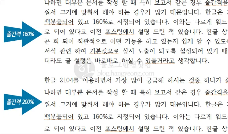 한글 2014 줄간격 설정 하는 방법과 단축키