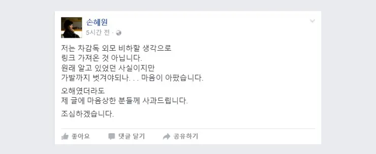 손혜원 의원, 차은택 감독 외모비하?