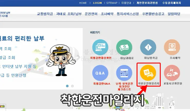 1년 간 무위반, 무사고시 착한운전마일리지 10점 적립