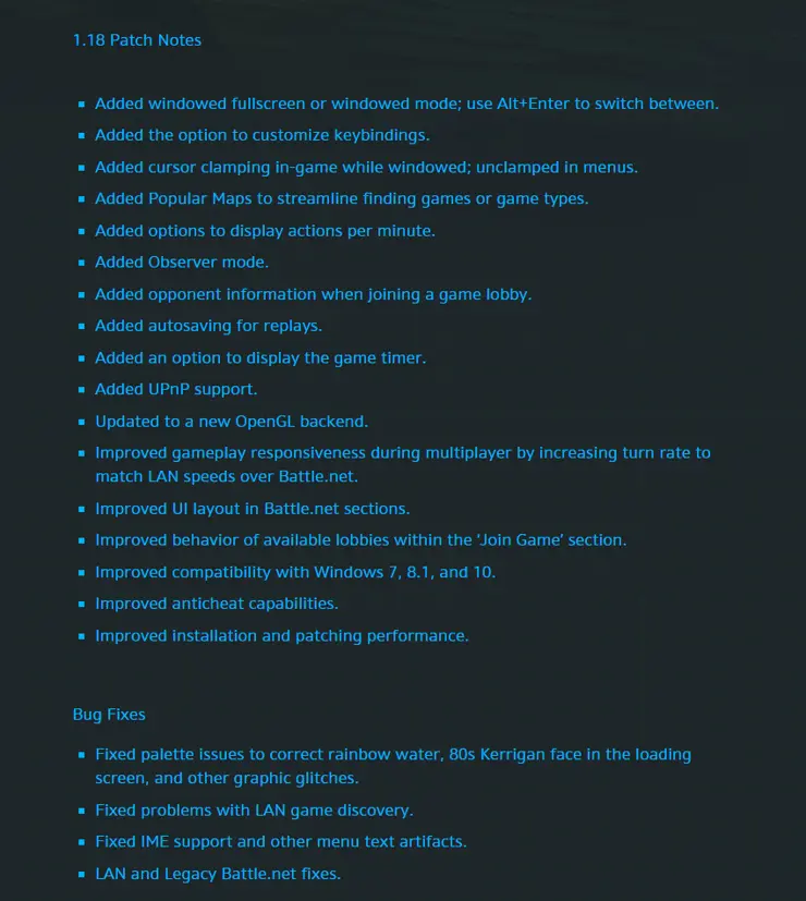 스타크래프트 1.18 테스트 서버용 무료 다운로드