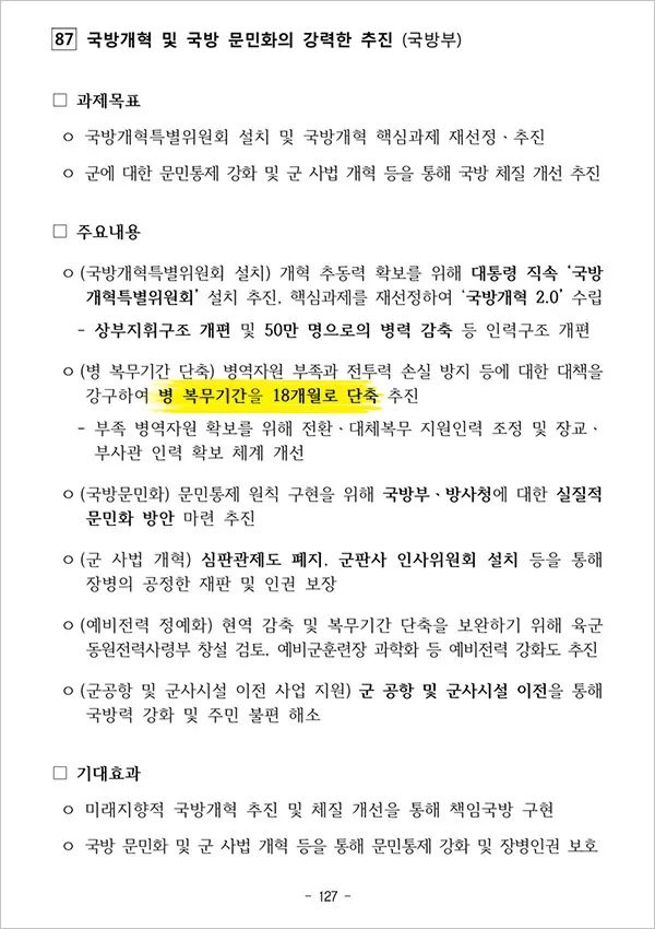 문재인 정부, 군복무 단축 추진 21개월→18개월