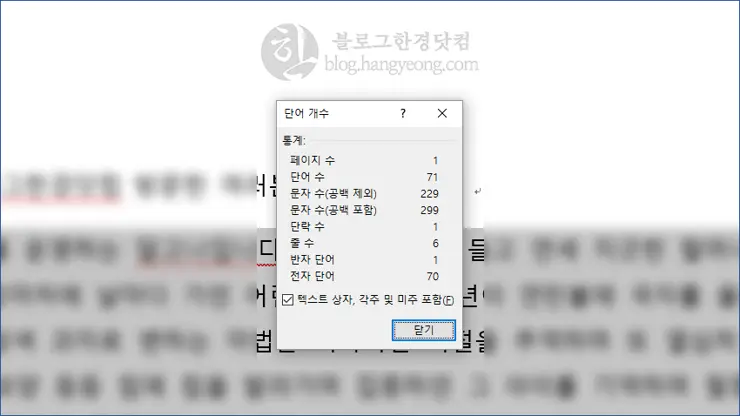 MS워드, 글자수 세기