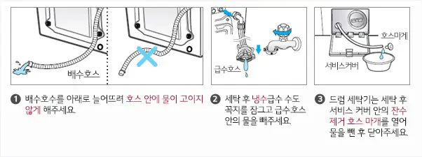겨울철 세탁기 동결 예방 및 대처 방법 (세탁기가 얼었을 때)